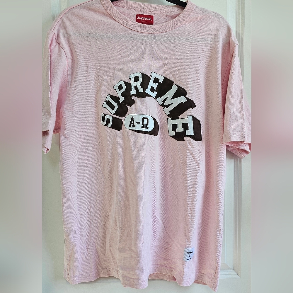 Supreme Light Pink Tee with Bold Lettering